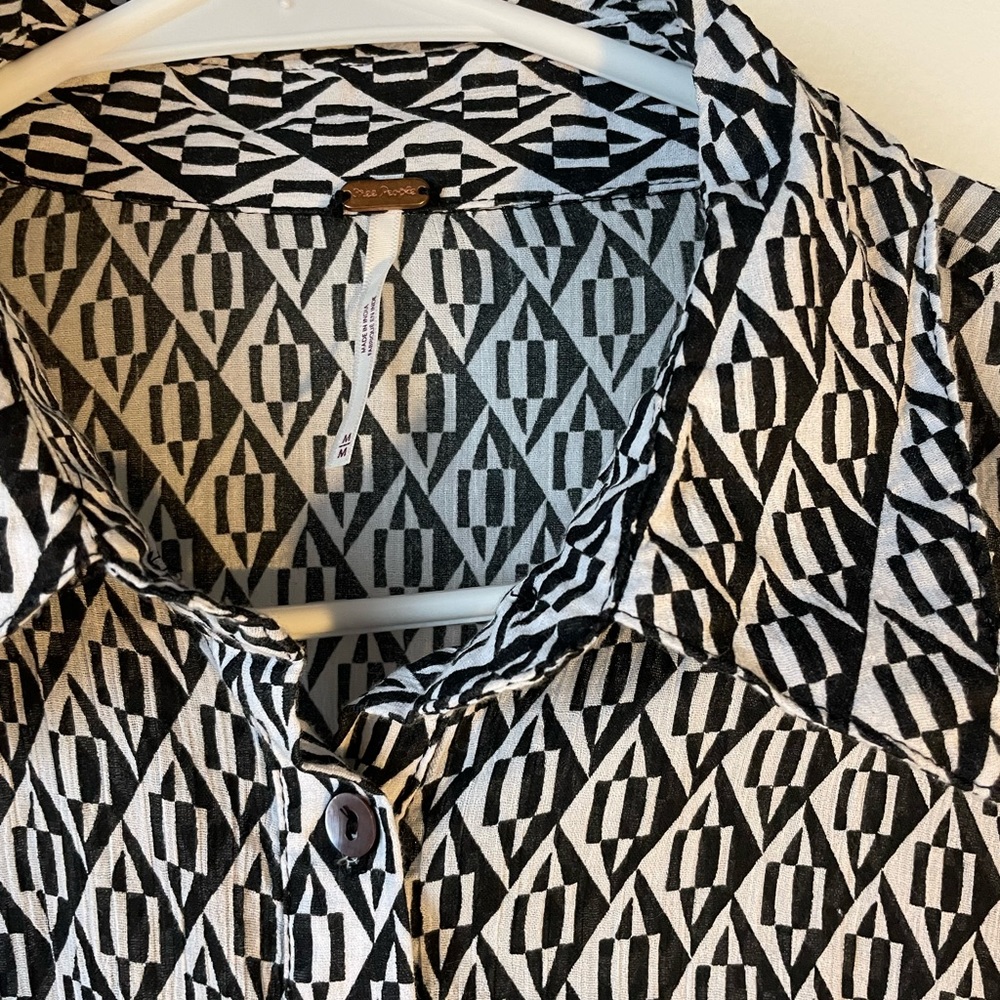 Free People Long Sleeve Button Front Wrap Dress - M